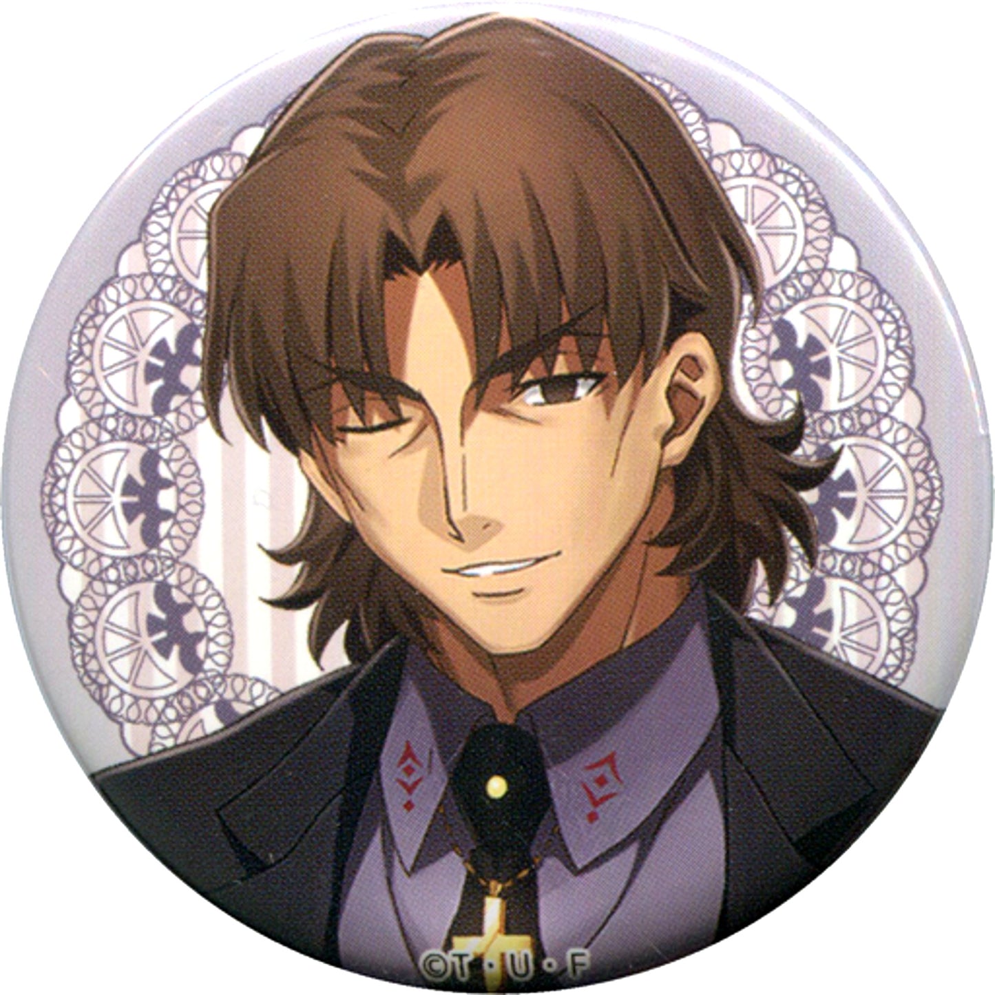 Kirei Kotomine Fate/stay night Heavens Feel 57mm Random Button Movie III.spring song x ufotable Cafe 4th Term HF Finale [USED]