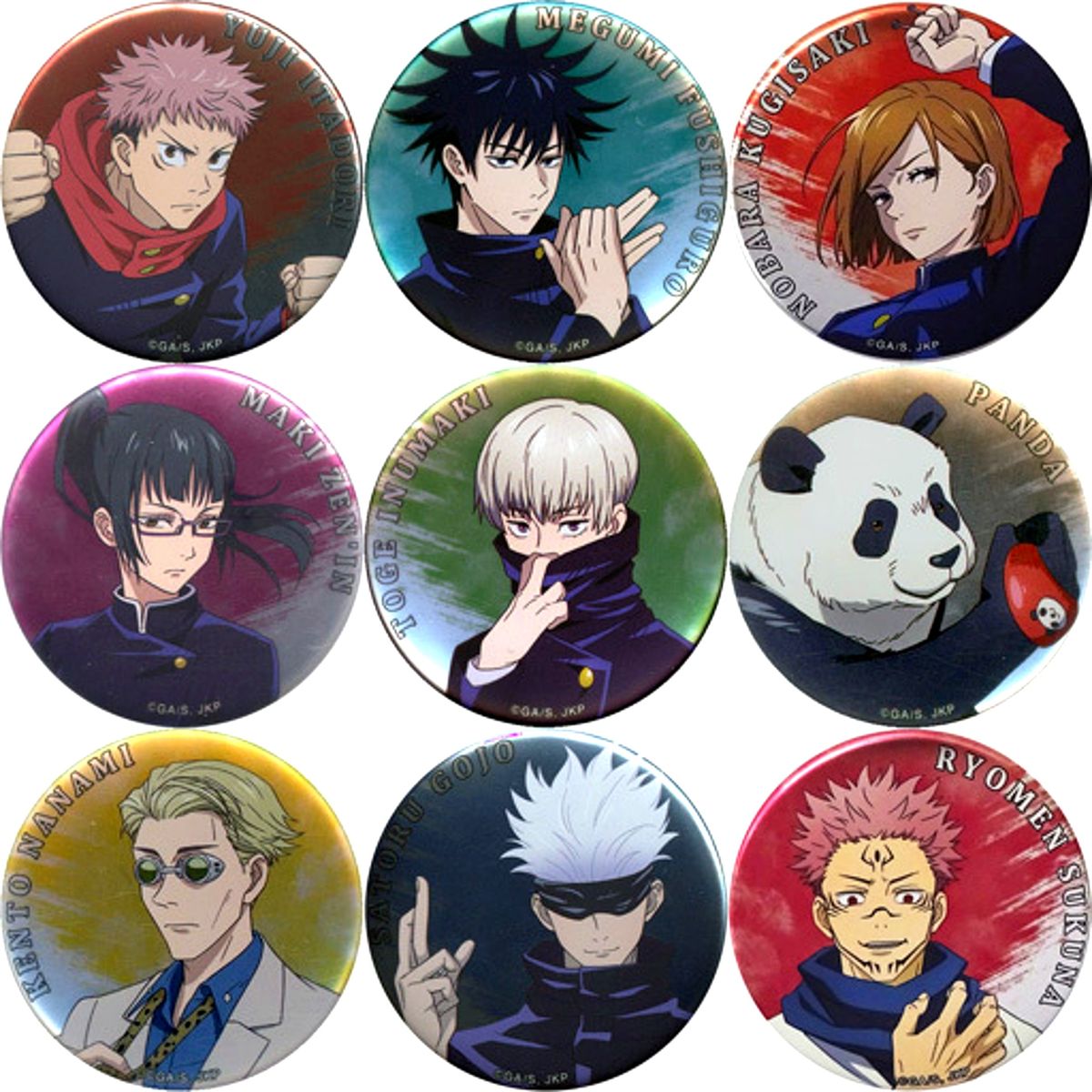 Set of 9 Jujutsu Kaisen Chara Badge Collection Button Character Design [USED]