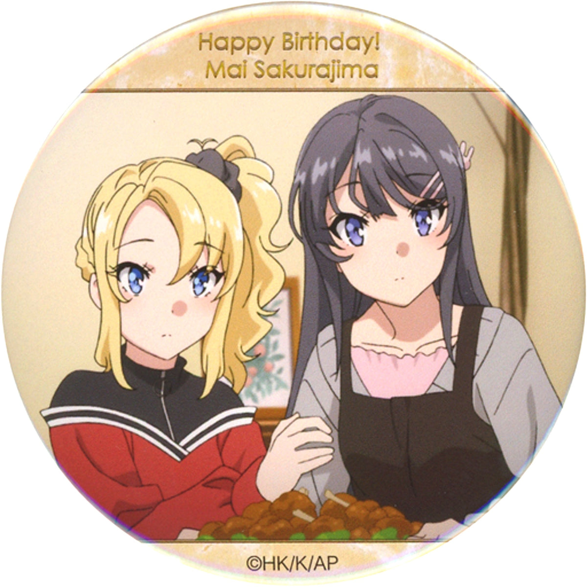 Mai Sakurajima & Nodoka Toyohama G. Rascal Does Not Dream of Bunny Girl Senpai Button D-7 Prize Kujibikido Happy Birthday Mai Sakurajima! Online Kuji [USED]