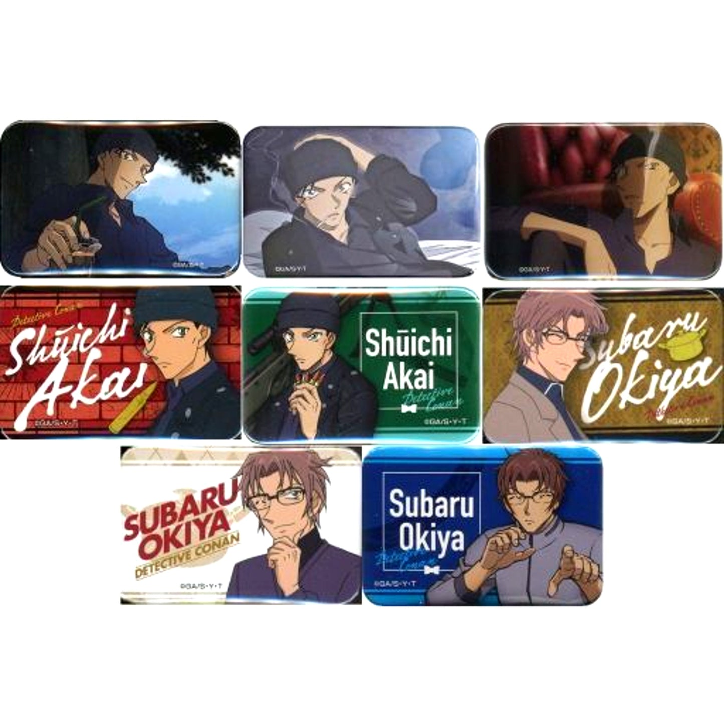 Set of 8 Detective Conan Scarlet Memory Blind Square Button Akai Okiya Selection [USED]