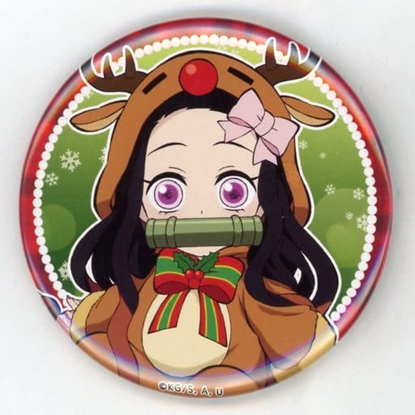 Demon Slayer: Kimetsu no Yaiba Nezuko Kamado Normal 2020 Ver. 57mm Random Button Group A ufotable cafe Christmas Event 2020 Limited [USED]