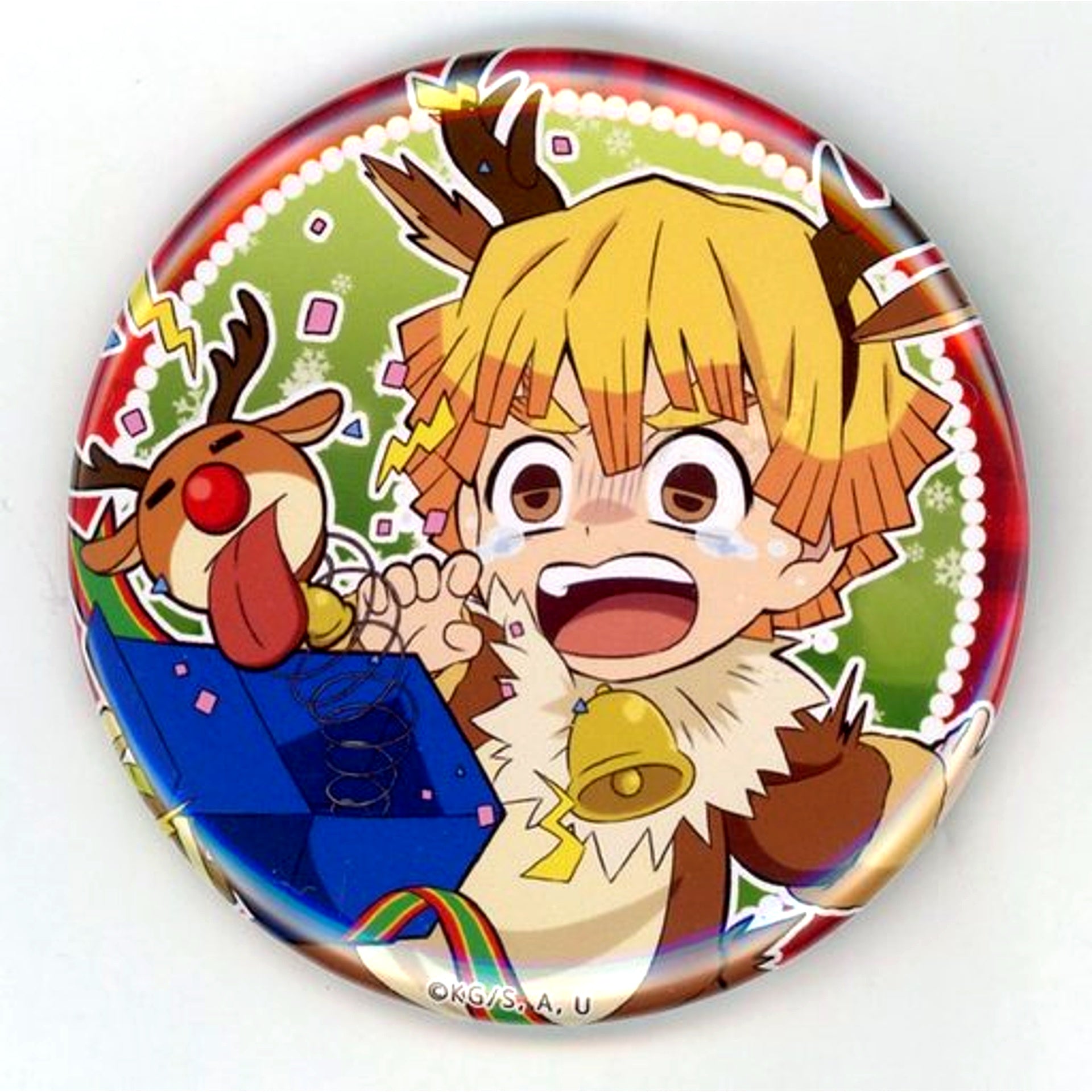 Zenitsu Agatsuma Demon Slayer ufotable cafe Christmas Event 2020 57mm Random Button Group A Normal [USED]