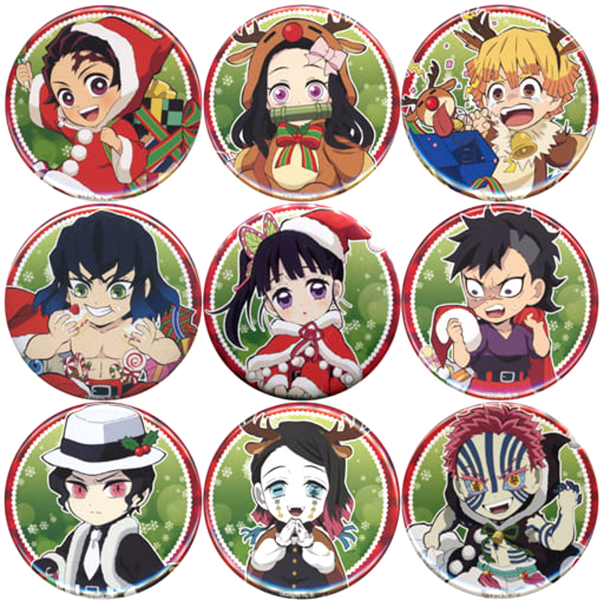 Demon Slayer: Kimetsu no Yaiba Nezuko Kamado & Others 57mm Random Can Badge Group A Normal ufotable cafe Christmas Event 2020 Limited All 9 Types Set Buttons [USED]
