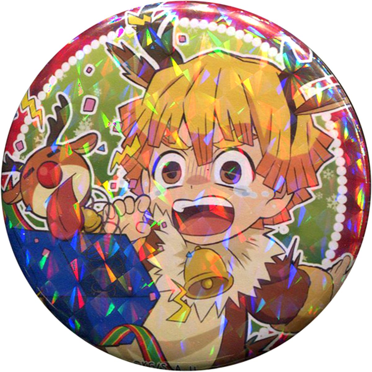 Zenitsu Agatsuma Glitter Demon Slayer: Kimetsu no Yaiba x ufotable Cafe Christmas Event 2020 57mm Random Button Group A [USED]
