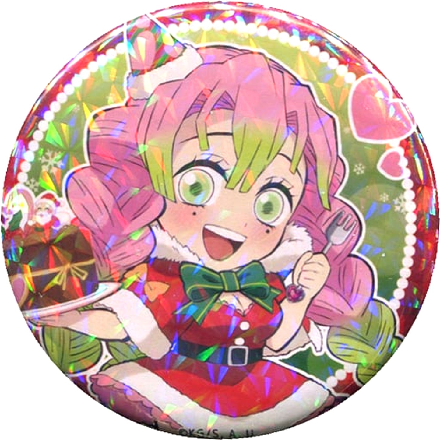 Mitsuri Kanroji Glitter Demon Slayer x ufotable cafe Christmas Event 2020 57mm Random Button Group B [USED]
