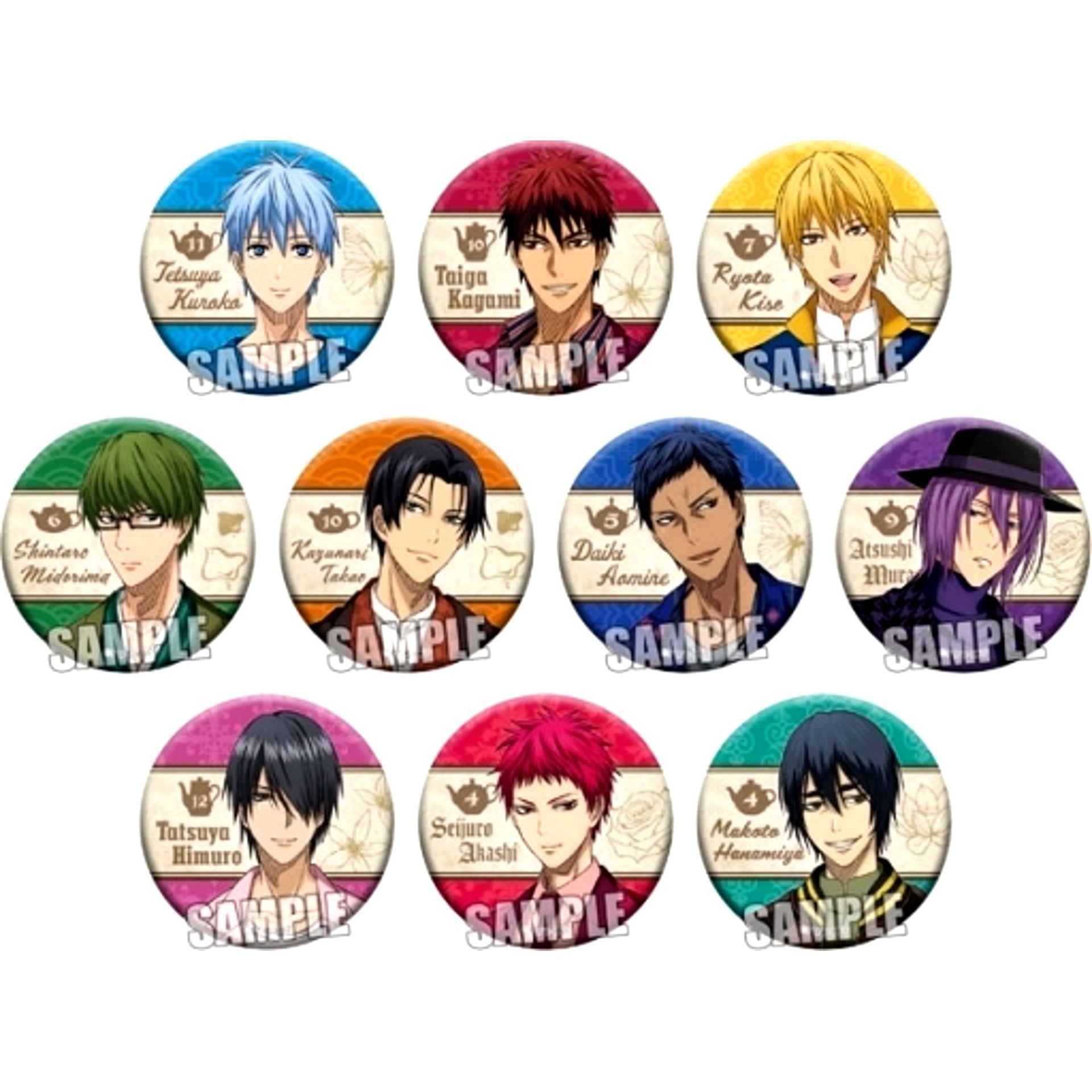 Set of 10 Kuroko's Basketball Trading Button Tea Break Ver [USED]