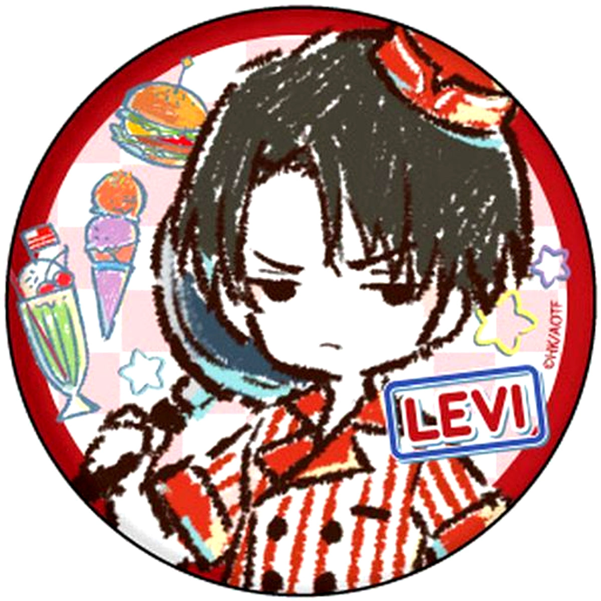 Levi 11 Attack on Titan Cafe Ver GraffArt Design Button [USED]