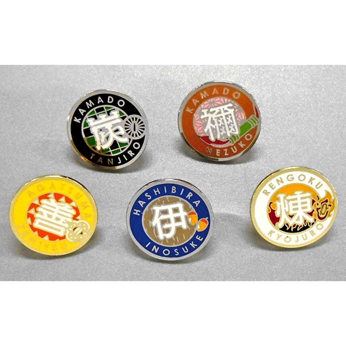 Set of 5 Demon Slayer Randen Eigamura Kyoto City Transport Kyo no Oshigoto 2 Trading Pins [USED]