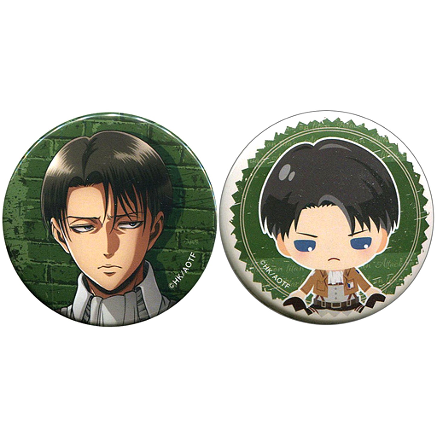 Set of 2 Levi Ackerman C03 Prize Attack on Titan The Final Season Charekuji Special Kuji 57mm Button [USED]