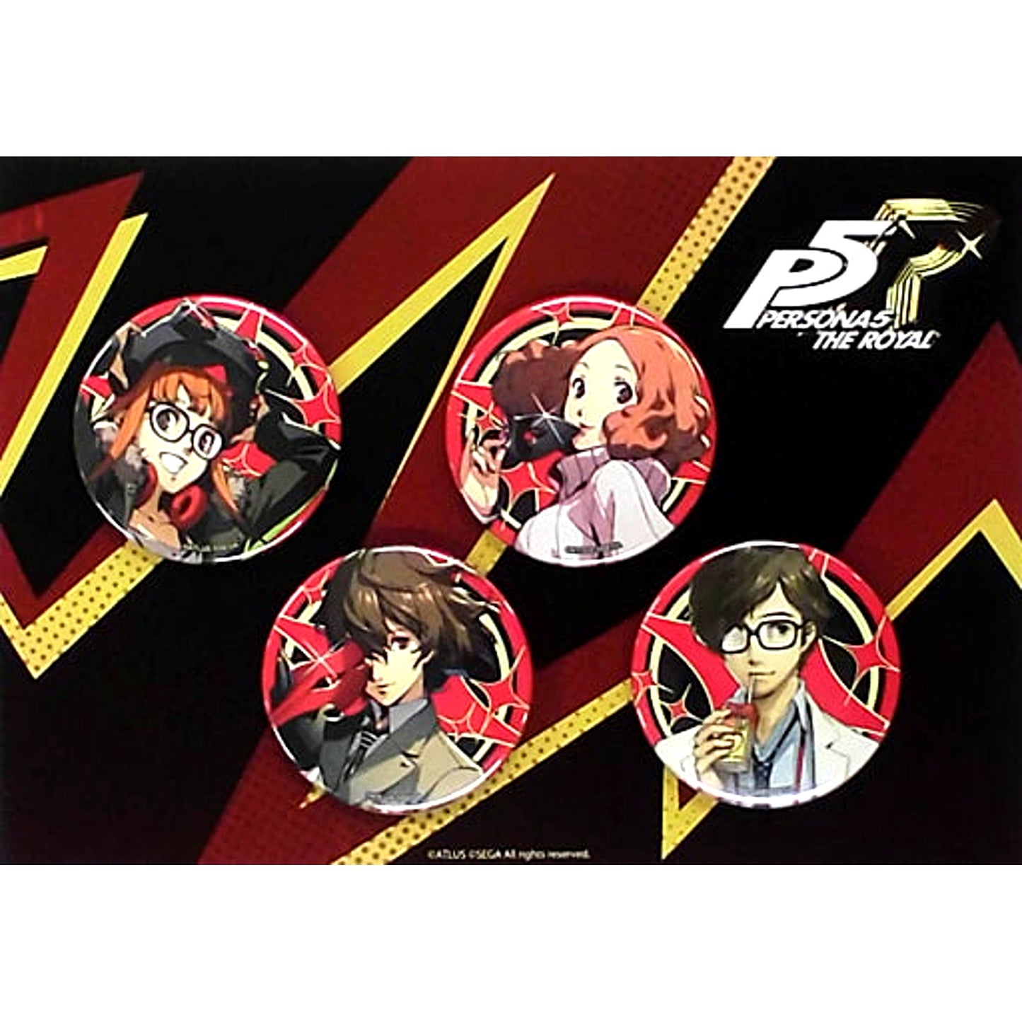Set of 4 Futaba Sakura Haru Okumura Goro Akechi Takuto Maruki Persona 5 The Royal Button C [USED]