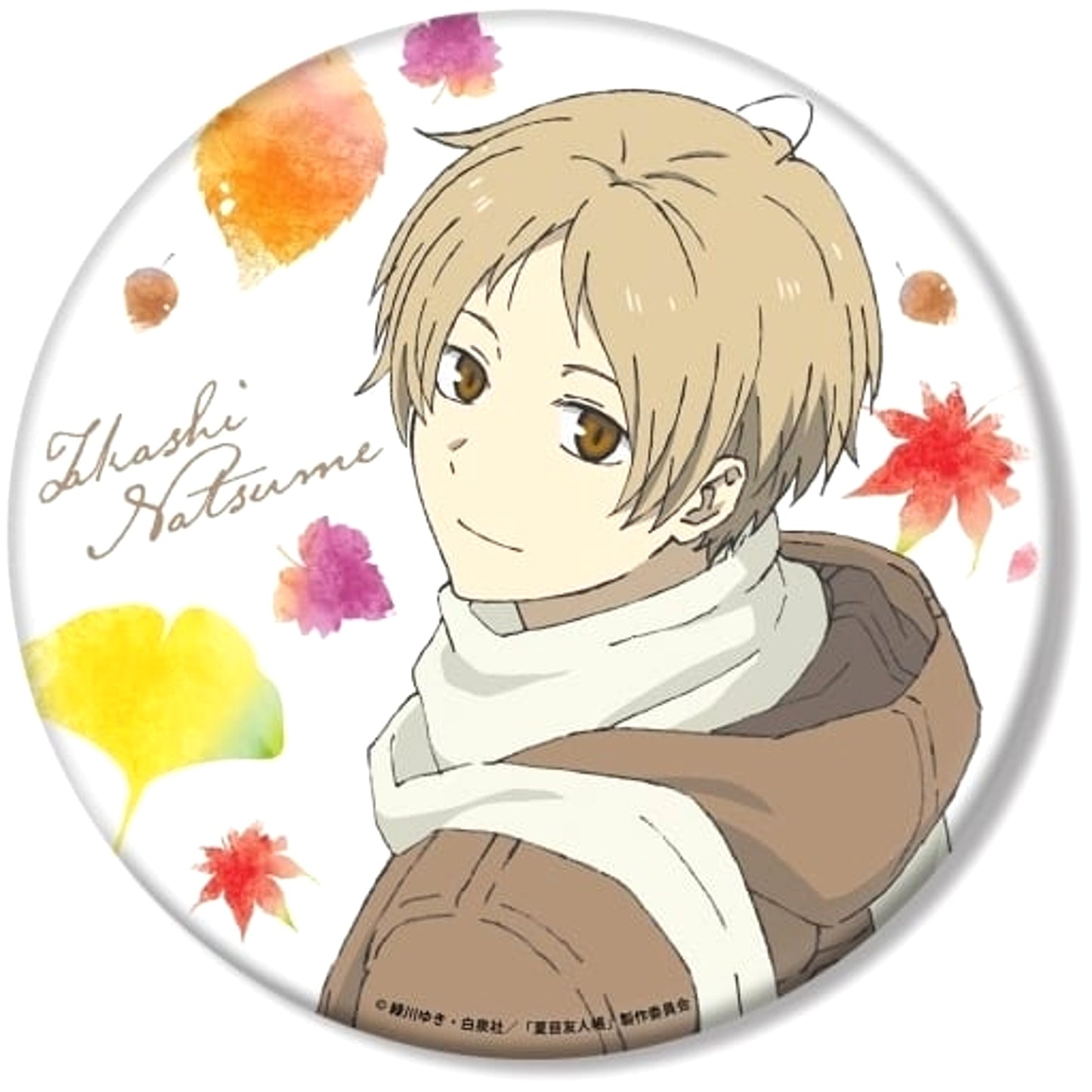 Natsume's Book of Friends Takashi Natsume Autumn Leaves Viewing Ver. Newly Drawn Illustration BIG Can Badge Buttons [USED]