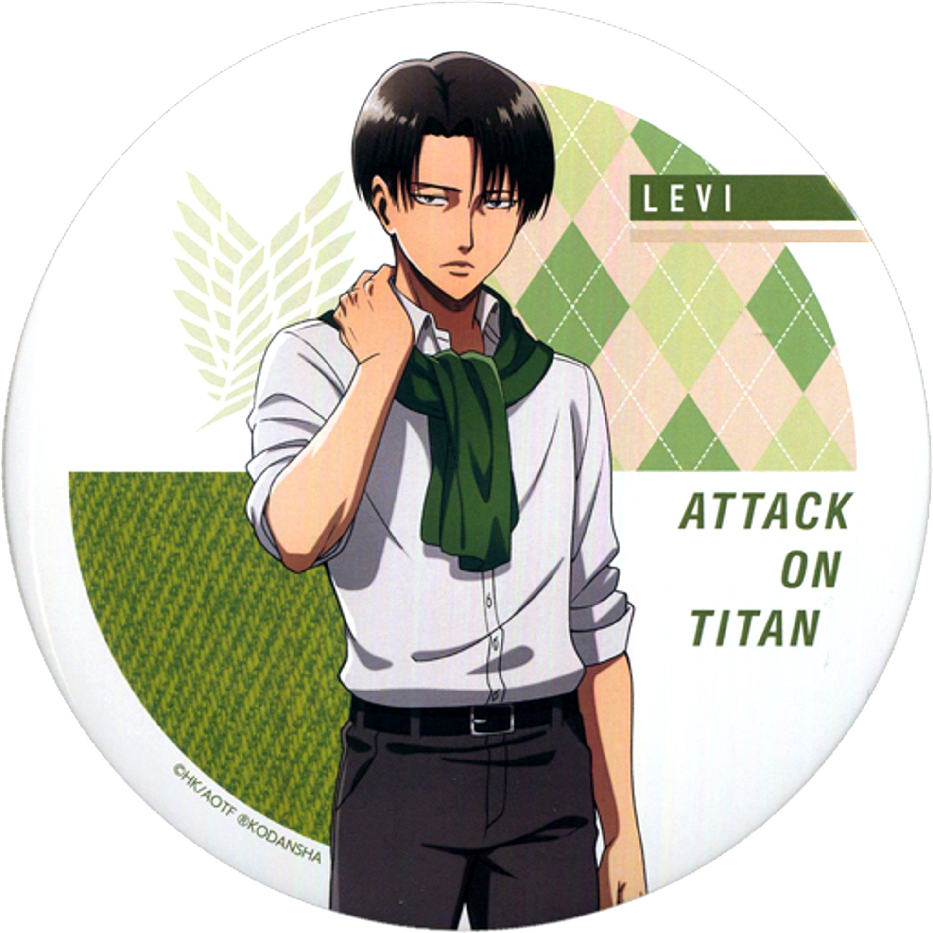 Levi - Wearing Scarf Ver. Newly Drawn Illustration Big Badge Attack on Titan [USED]