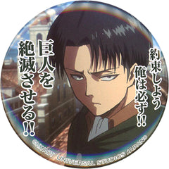Attack on Titan Levi Ackerman Let's Promise Quote Can Badge Collection Universal Studios Japan Limited Buttons [USED]