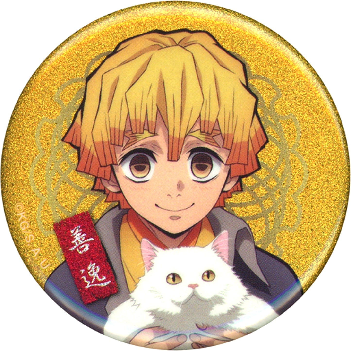 Zenitsu Agatsuma Glitter Demon Slayer Namjatown Peaceful Days with Cats 56mm Button Collection [USED]