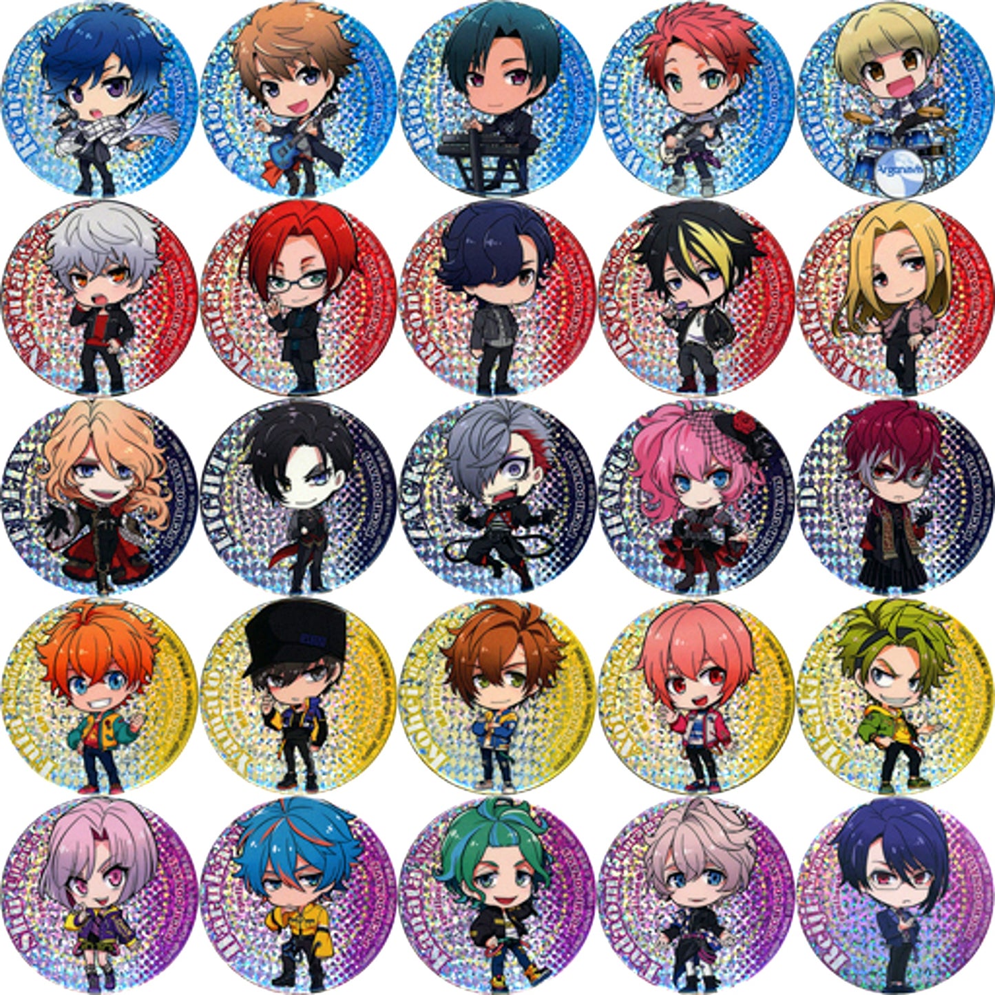 Set of 25 Group ARGONAVIS from BanG Dream! AAside Puchi Gonavis Trading Holo Button Animate Limited [USED]