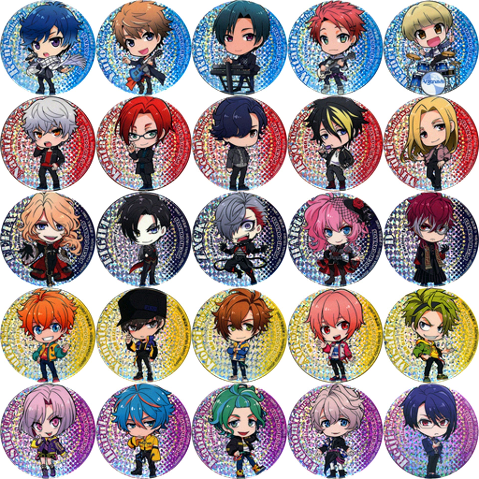 Set of 25 Group ARGONAVIS from BanG Dream! AAside Puchi Gonavis Trading Holo Button Animate Limited [USED]