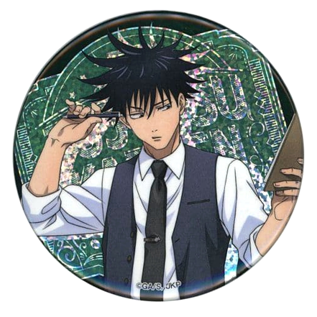 Jujutsu Kaisen Megumi Fushiguro Hologram Can Badge Cafe Ver. Sega Collaboration Cafe Limited Buttons [USED]