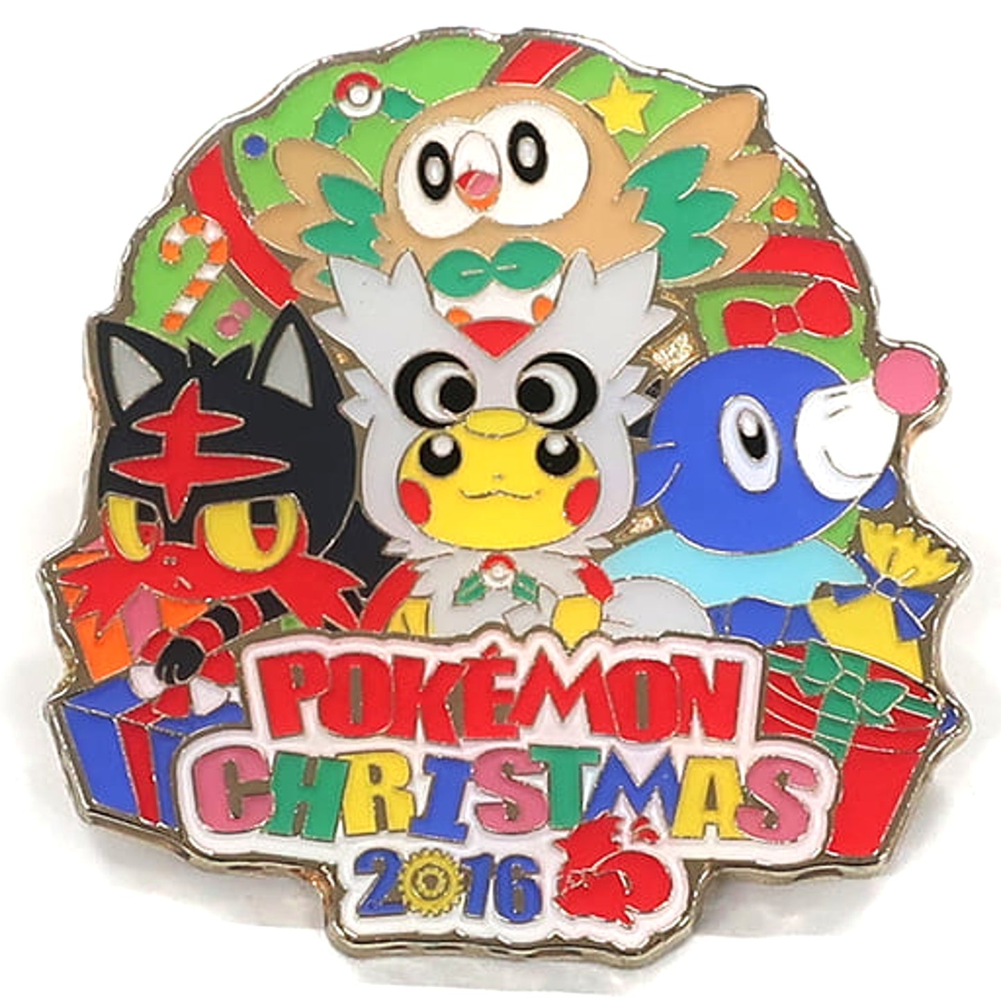 Pokemon Pikachu & Others Logo Pins Christmas 2016 Pokemon Center Limited Pins [USED]