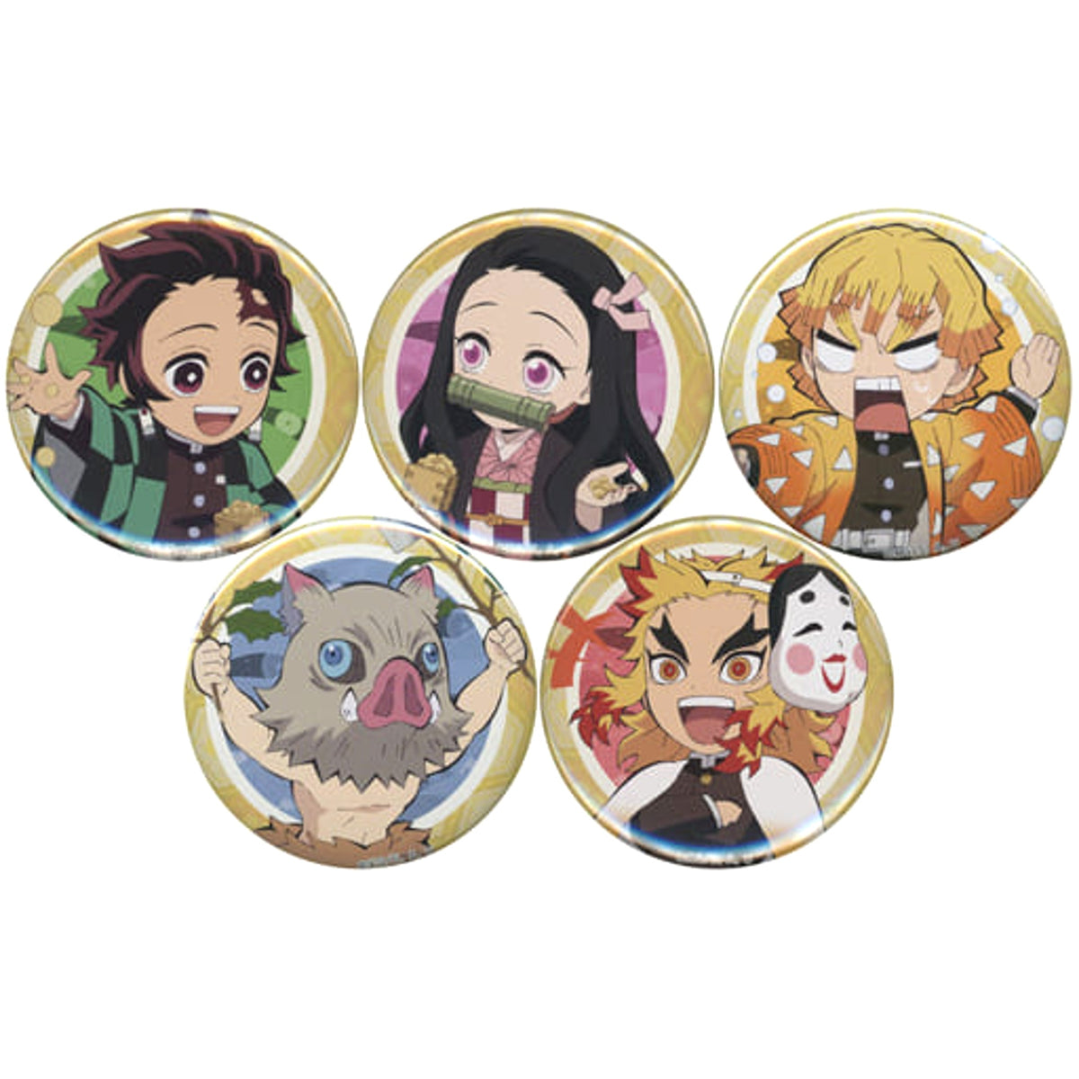 Demon Slayer: Kimetsu no Yaiba Tanjiro Kamado & Others 57mm Random Can Badge ufotable cafe Limited Setsubun Event 2021 All 5 Types Set Buttons [USED]