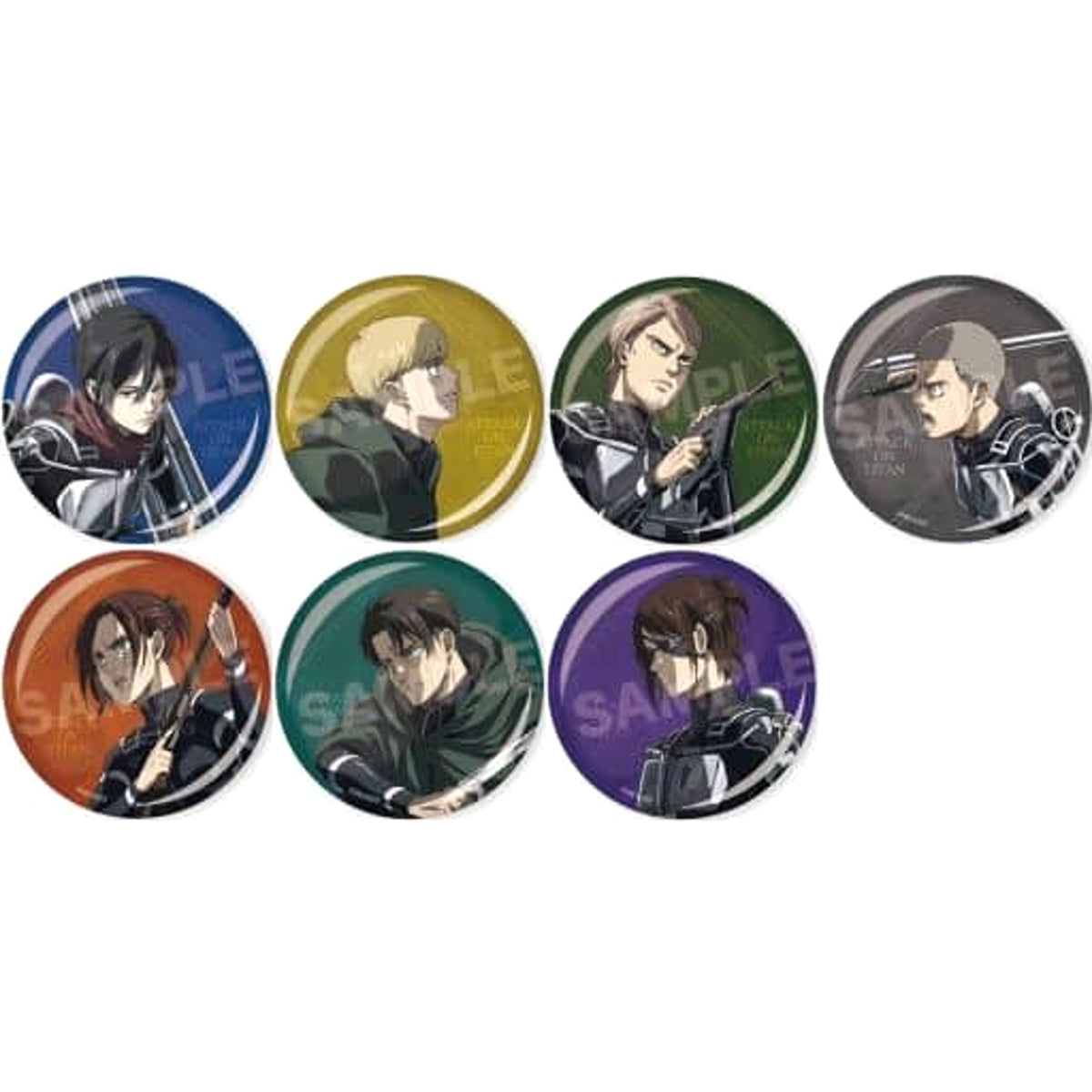 Attack on Titan Mikasa Ackerman & Others Metallic Can Badge Part 1 All 7 Types Set Buttons [USED]