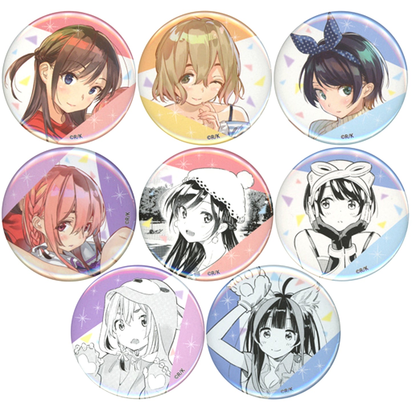 Set of 8 Rent-A-Girlfriend Button Lawson Loppi HMV Limited [USED]