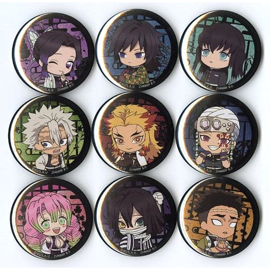 Demon Slayer: Kimetsu no Yaiba Shinobu Kocho & Others Gashapon Kuji Assort Prize C All 9 Types Set Buttons [USED]