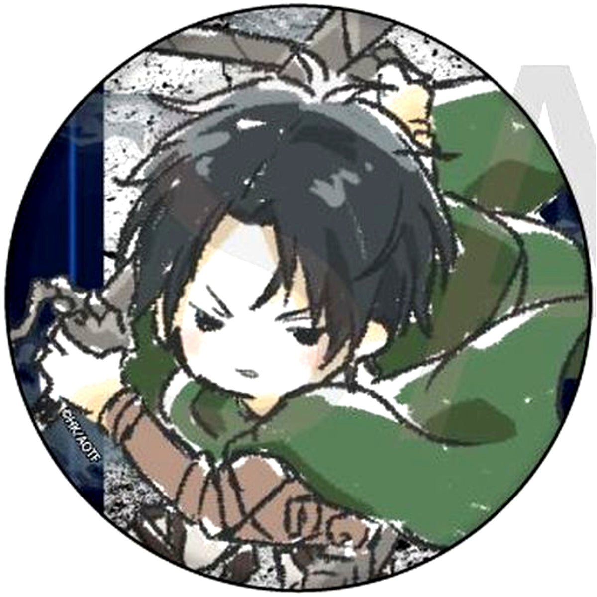 Levi 15. The Final Season Ver. Attack on Titan GraffArt Design Button [USED]