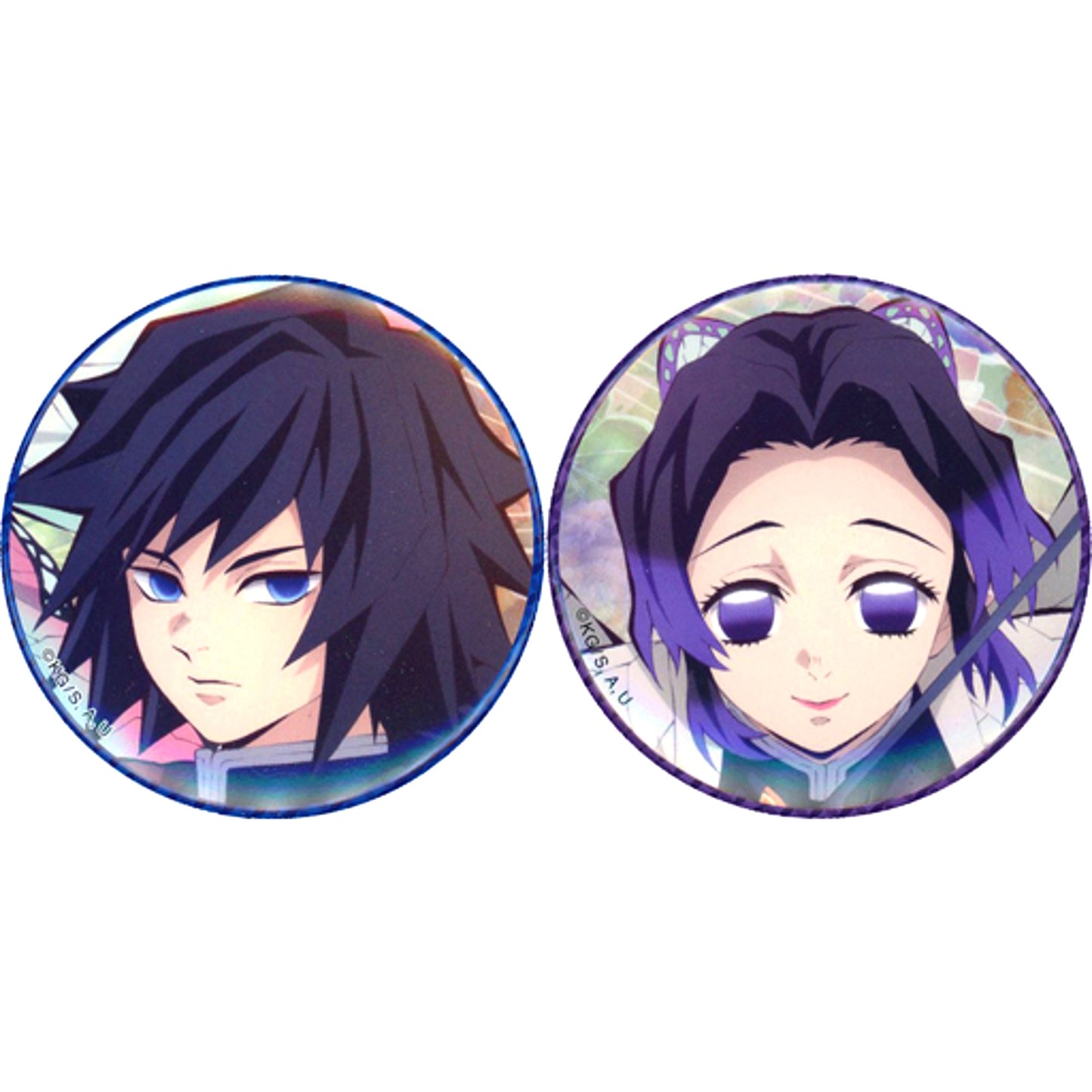 Set of 2 Giyu Tomioka & Shinobu Kocho Demon Slayer Button Set [USED]