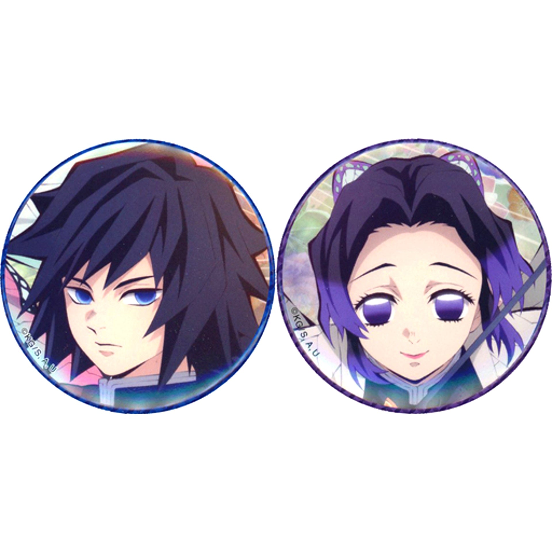Set of 2 Giyu Tomioka & Shinobu Kocho Demon Slayer Button Set [USED]