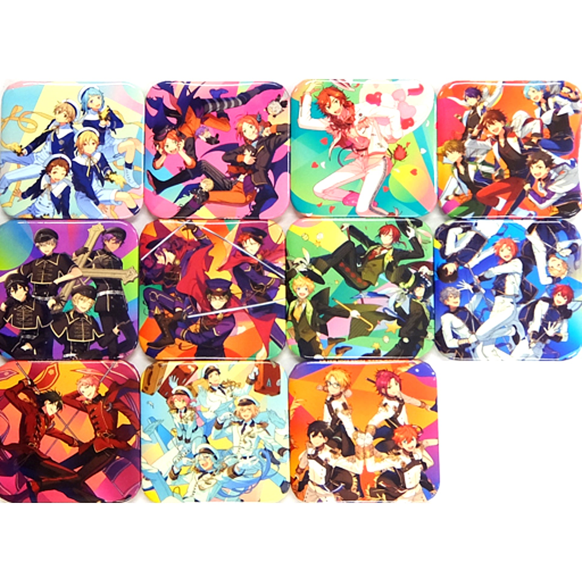 Group - Jacket Illustration Square Badge - Set of 11 Ensemble Stars! Unit Song CD 3rd Vol.01-11 Animate Purchase Bonus [USED]