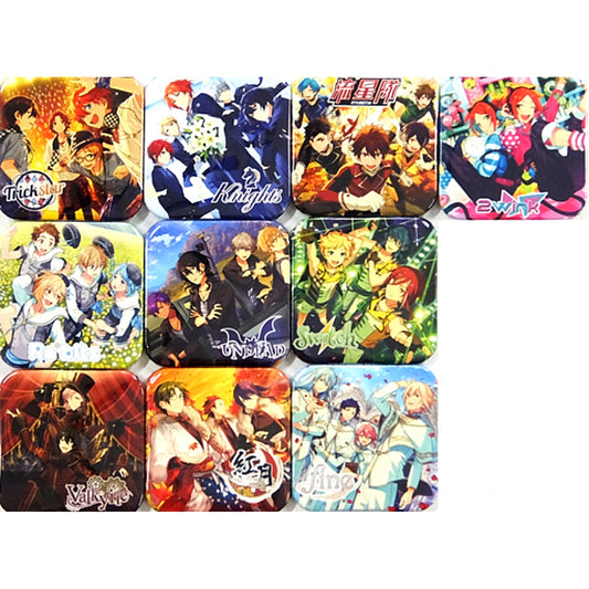 Group - Jacket Illustration Square Badge - Set of 10 Ensemble Stars! Unit Song CD 2nd Vol.01-10 Animate Purchase Bonus [USED]