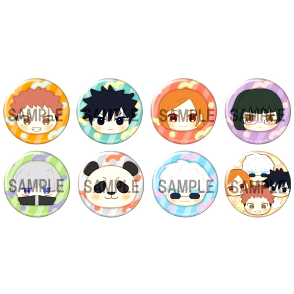 Set of 8 Jujutsu Kaisen Fukafuka Squeeze Pan Edition Button [USED]
