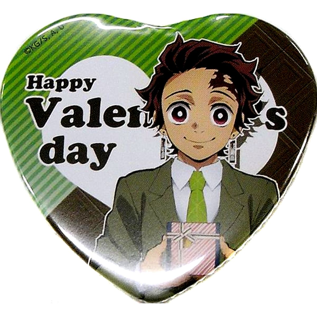Tanjiro Kamado Demon Slayer: Kimetsu no Yaiba Kimetsu Academy Valentine Heart Shaped Button Demon Slayer Festival Online Anime 2nd Anniversary Festival Ufotable Webshop Made to Order Limited [USED]