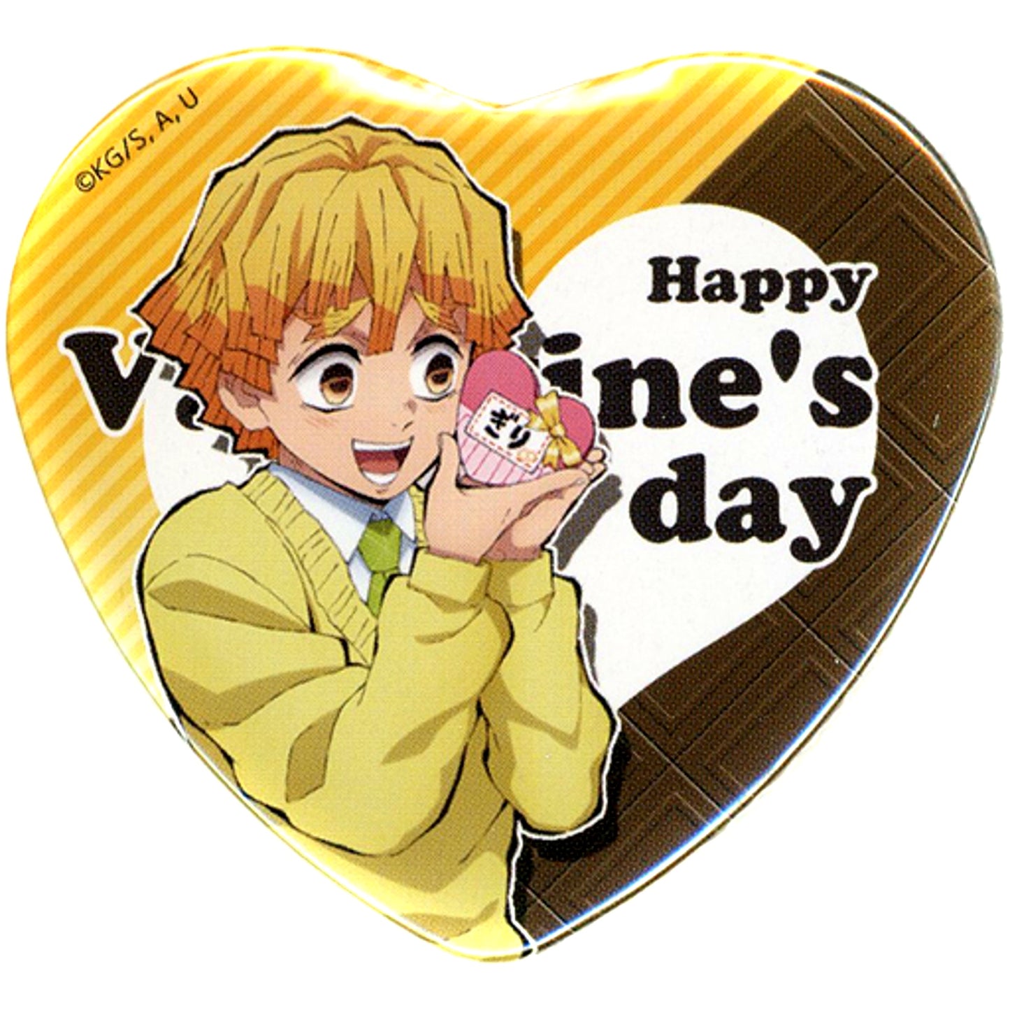 Zenitsu Agatsuma Demon Slayer: Kimetsu no Yaiba Kimetsu Academy Valentine Heart Button Kimetsu Sai Online ufotable WEBSHOP Ltd [USED]