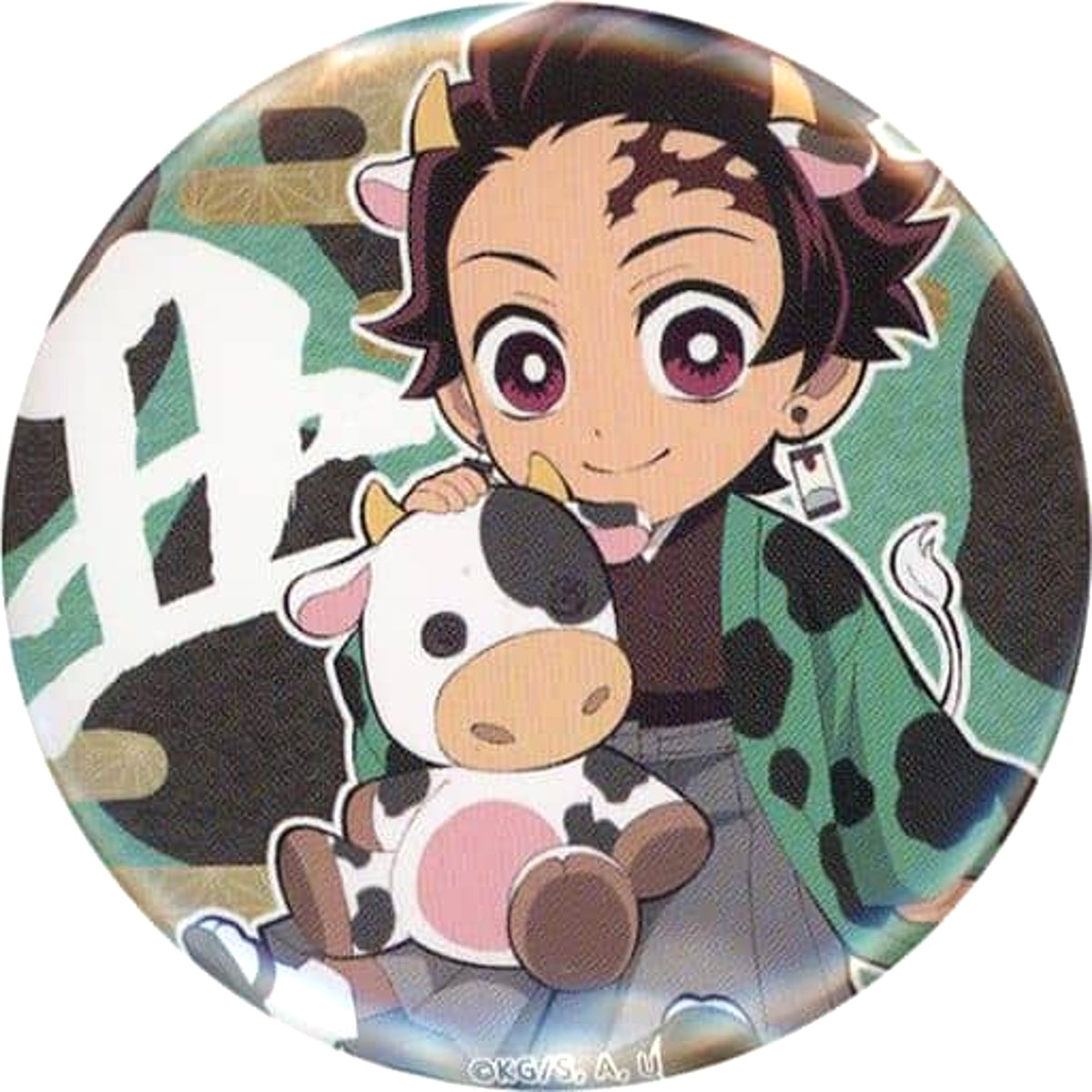 Demon Slayer: Kimetsu no Yaiba Tanjiro Kamado Mini Chara Year of The Ox 57mm Random Can Badge Demon Slayer Festival Online Anime 2nd Anniversary Festival Ufotable Webshop Made to Order Limited Buttons [USED]