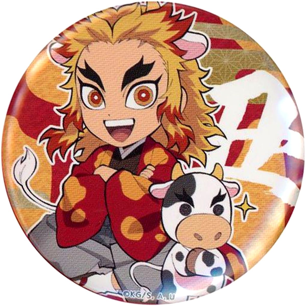 Kyojuro Rengoku Demon Slayer: Kimetsu no Yaiba Random 57mm Mini Character Button Year of the Ox ufotable Webshop Order Production Limited [USED]