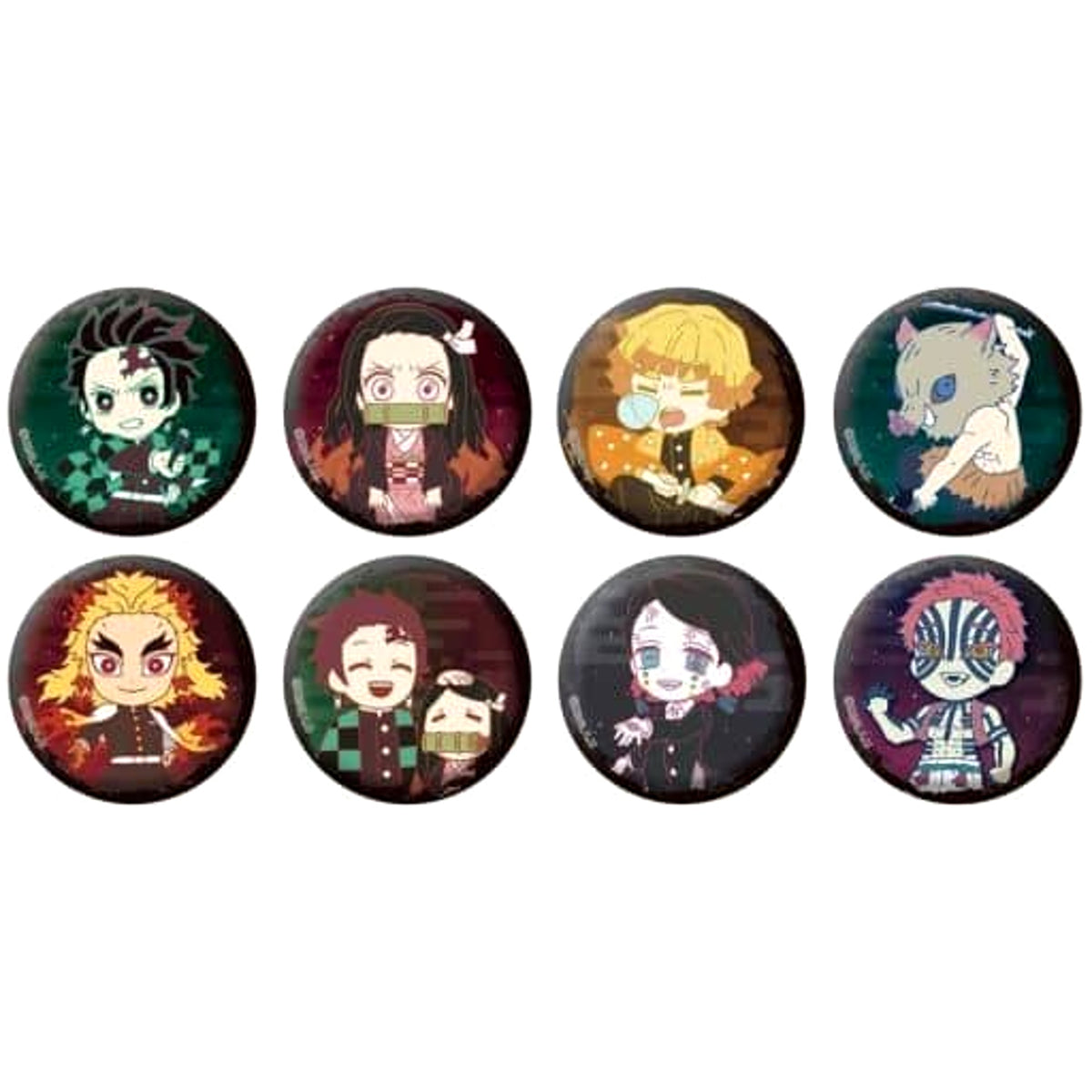 Demon Slayer: Kimetsu no Yaiba Tanjiro Kamado & Others Cloth Can Badge Collection Part 4 All 8 Types Set Buttons [USED]
