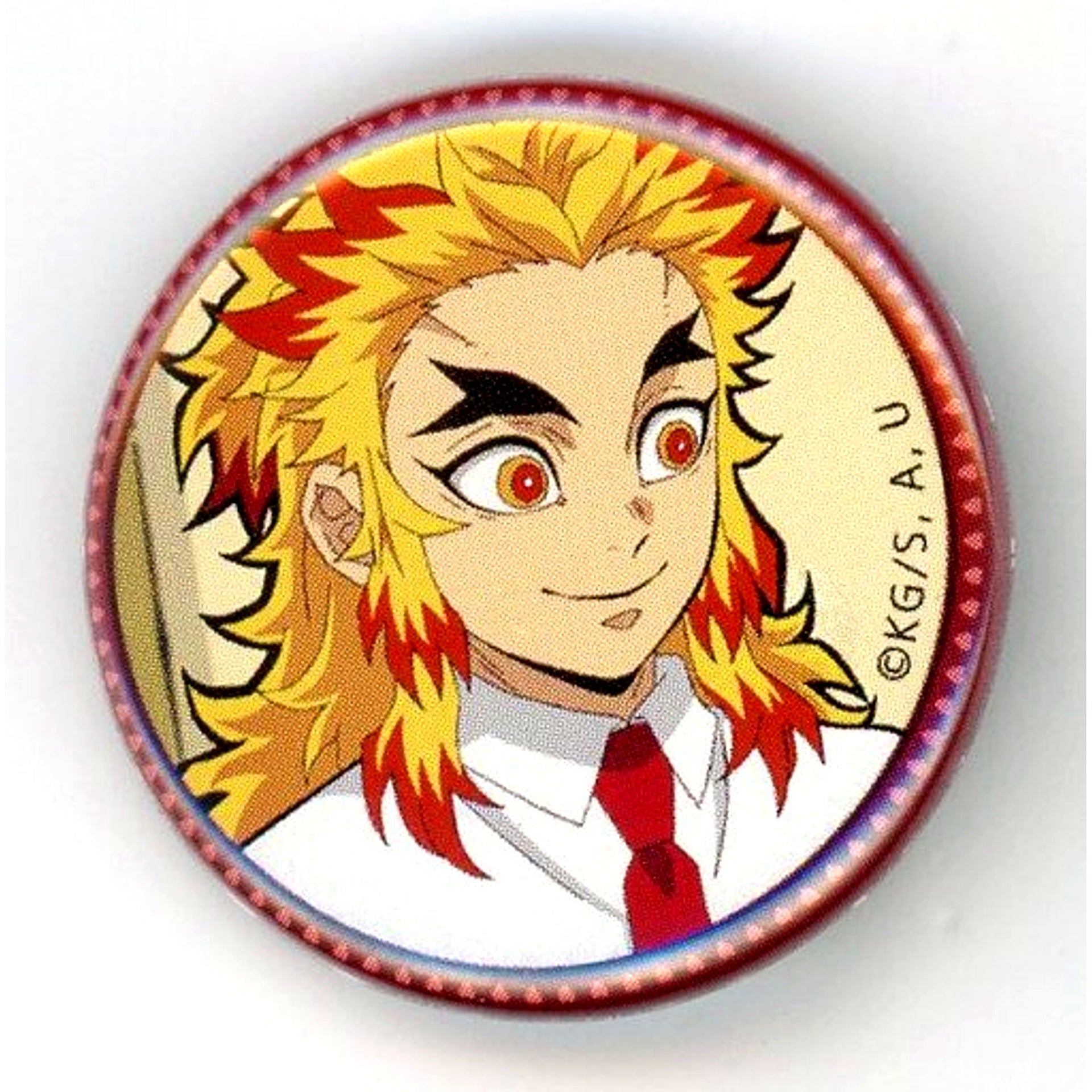 Kyojuro Rengoku Side Facing Demon Slayer: Kimetsu no Yaiba Kimetsu Academy Valentine ufotable Cafe 32mm Random Button [USED]