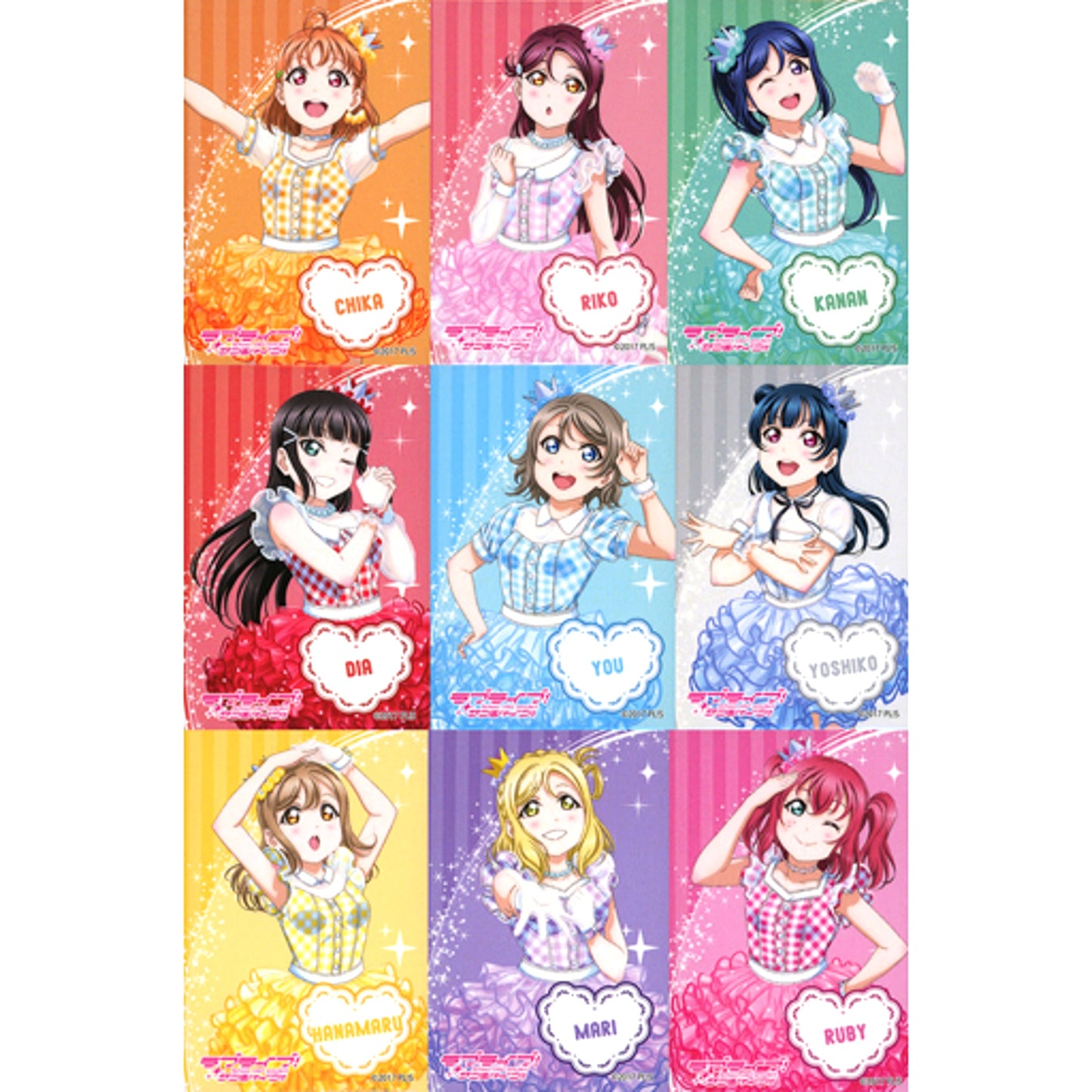 Set of 9 Love Live! Sunshine!! Trading Rectangle Button Aqours 5th Anniversary Limited Shop in Marui [USED]