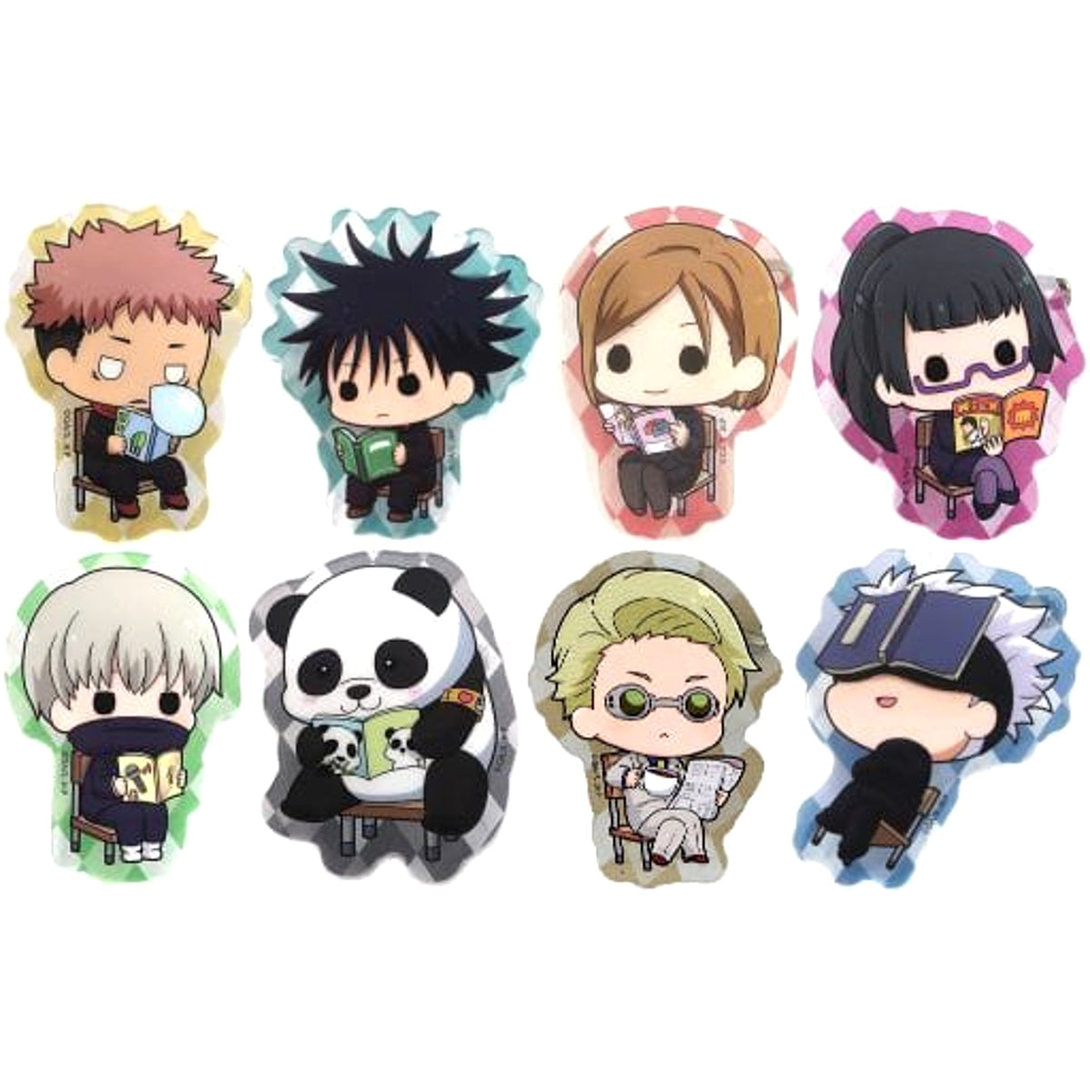 Jujutsu Kaisen Maki Zenin & Others Clear Clip Badge Reading Ver. All 8 Types Set Buttons [USED]