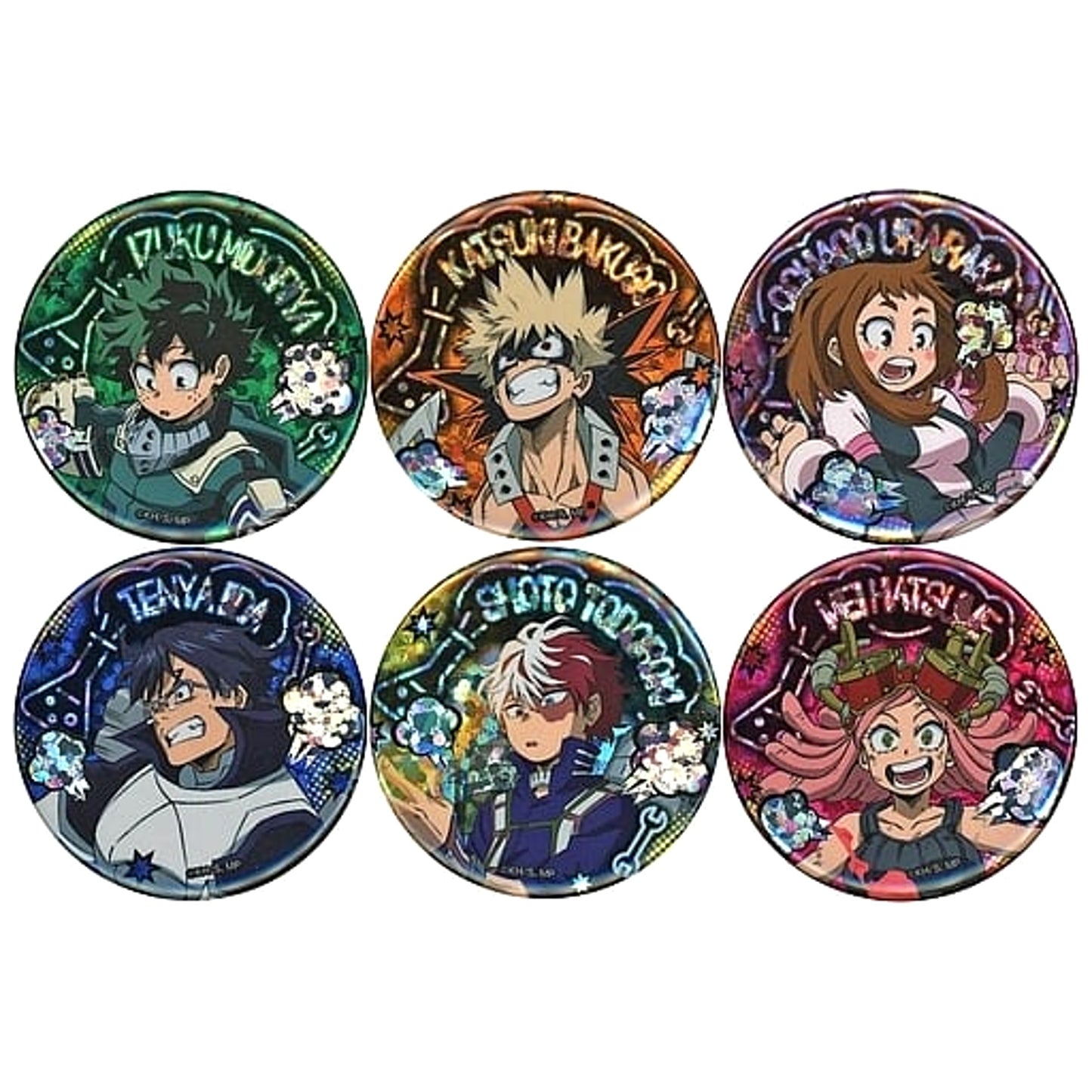 My Hero Academia Shoto Todoroki & Others Trading Hologram Can Badge Hatsume Lab All 6 Types Set Buttons [USED]