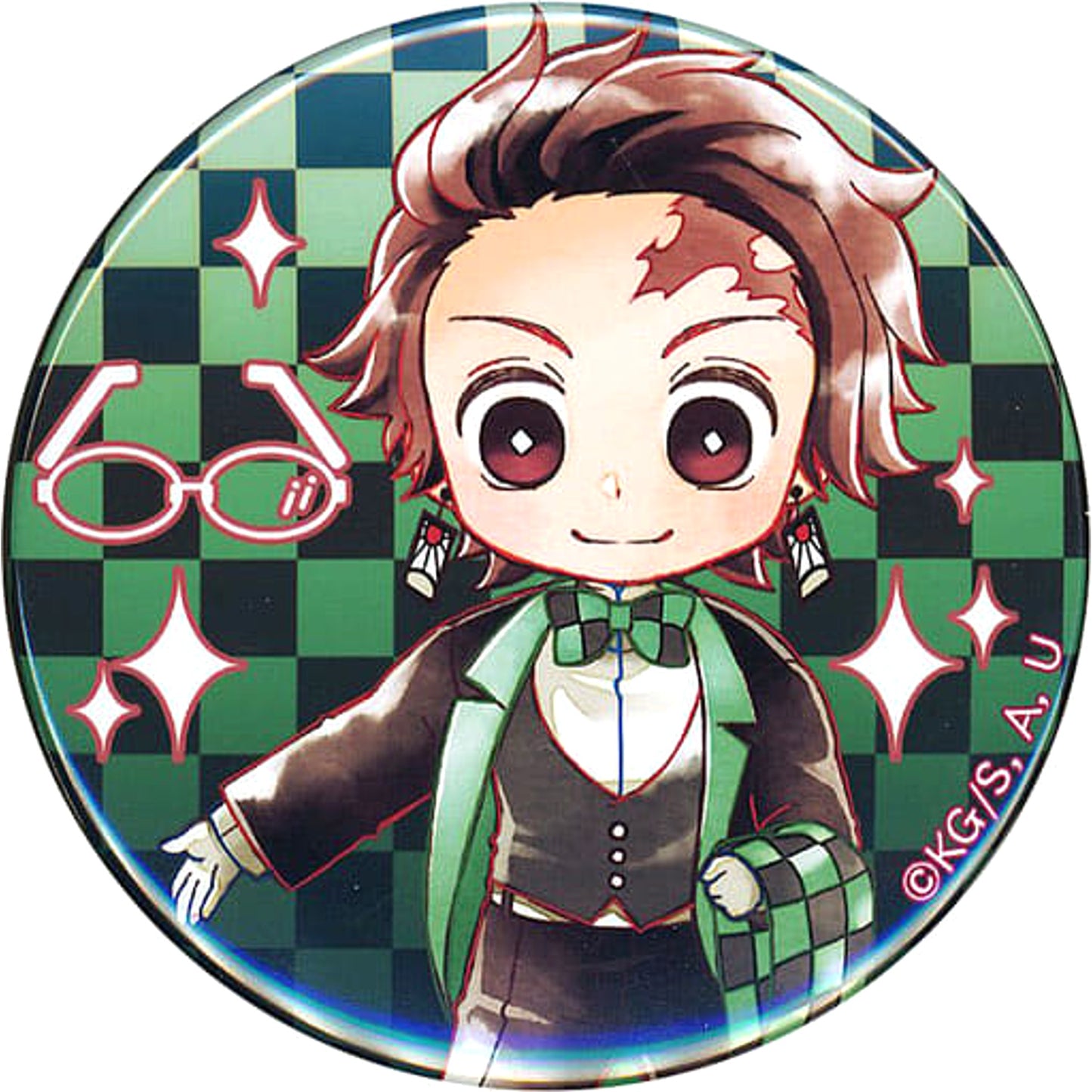 Demon Slayer: Kimetsu no Yaiba Tanjiro Kamado Can Badge Butler Glasses Limited Image Glasses Reservation Bonus Buttons [USED]