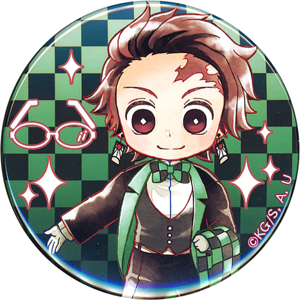 Demon Slayer: Kimetsu no Yaiba Tanjiro Kamado Can Badge Butler Glasses Limited Image Glasses Reservation Bonus Buttons [USED]