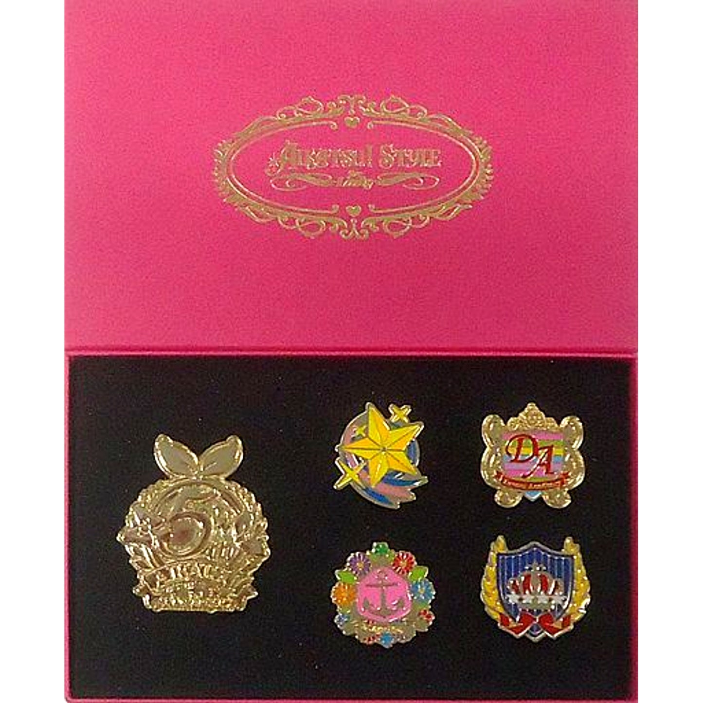 5th Anniversary Logo & School Badge 5th Anniversary Commemorative Pin Badge Set of 5 Aikatsu! Series Aikatsu! Style for Lady [USED]