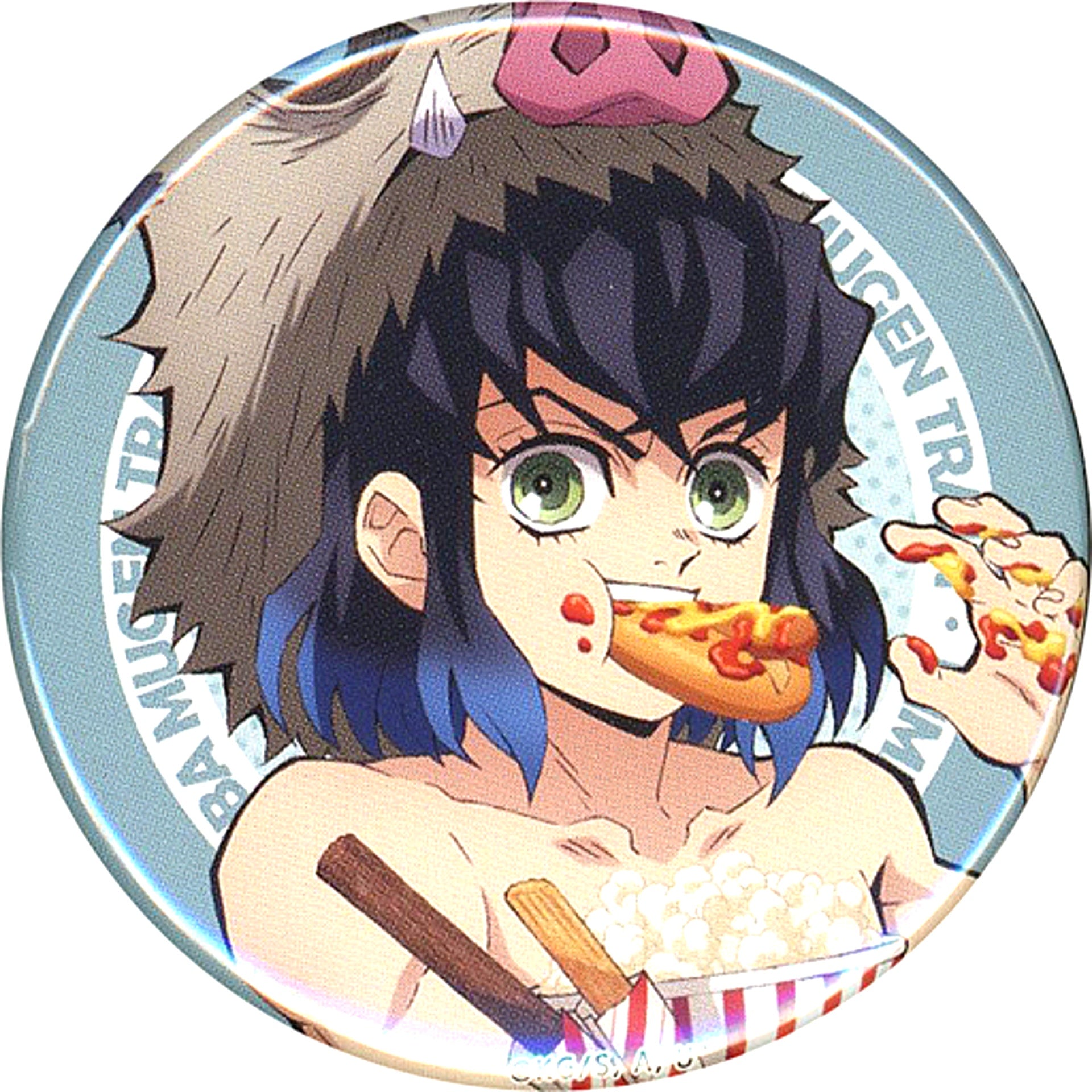 Inosuke Hashibira Demon Slayer: Kimetsu no Yaiba Mugen Train Long Run Screening Commemoration Goods Vol.1 Drawn Illustration Random 57mm Button [USED]