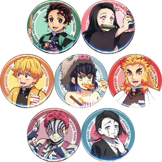 Set of 7 Demon Slayer Mugen Train Long Run Screening Commemorative Goods Vol. 1 Illustration Random 57mm Button [USED]