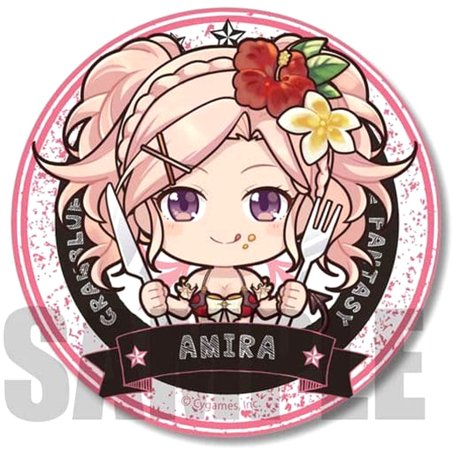 Granblue Fantasy Amira Hot Summer Fete! Eating Bonanza! Gochichara Can Badge Buttons [USED]