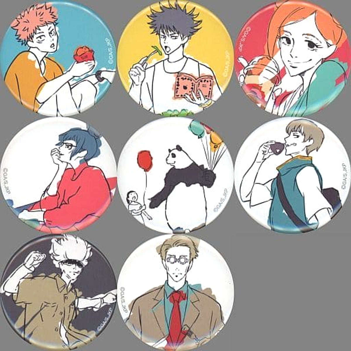 Jujutsu Kaisen Yuji Itadori & Others Trading Can Badge Ver. Animejapan 2021 Limited All 8 Types Set Buttons [USED]