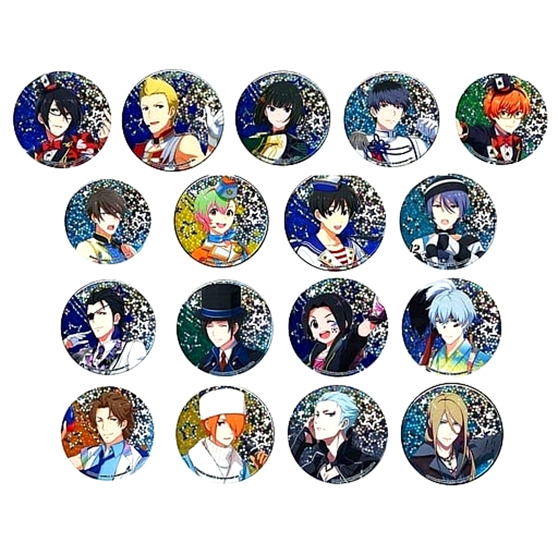Set of 17 The Idolmaster SideM Hologram Badge Ver. Intelligent [USED]