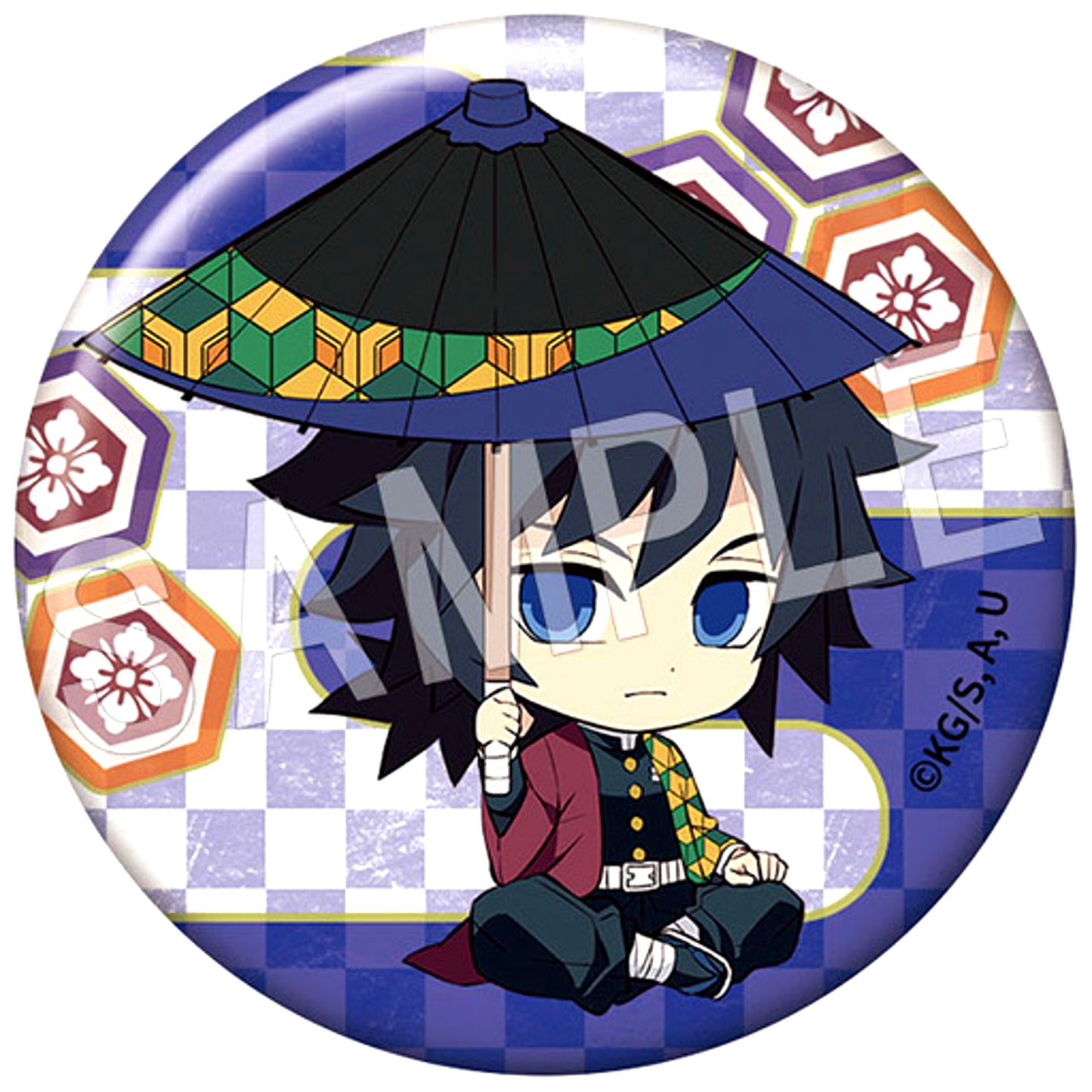 Giyu Tomioka Demon Slayer Petanko Trading Button Wagasa Japanese Umbrella [USED]